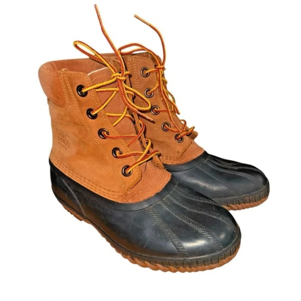 Sorel Cheyanne‎ II Lace Duck Boot Women 6 Pre-Owned Winter Tan Waterproof Suede